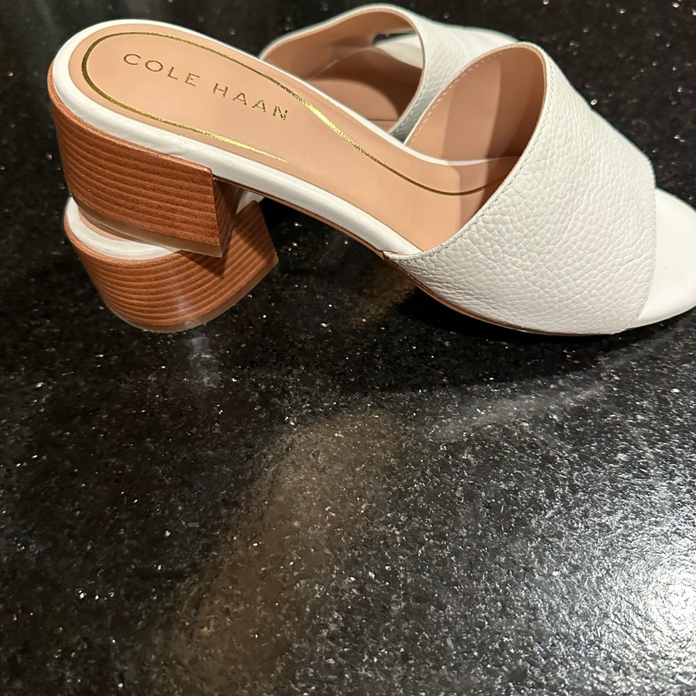 Cole Haan Women's White Block Heel Sandals
